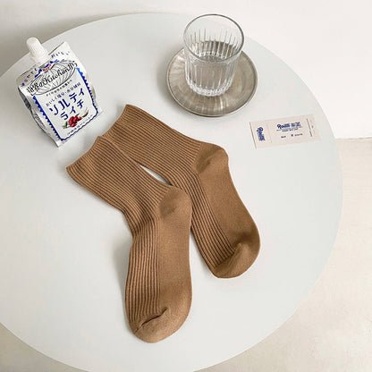 Cute Cotton Solid Color Crew Socks