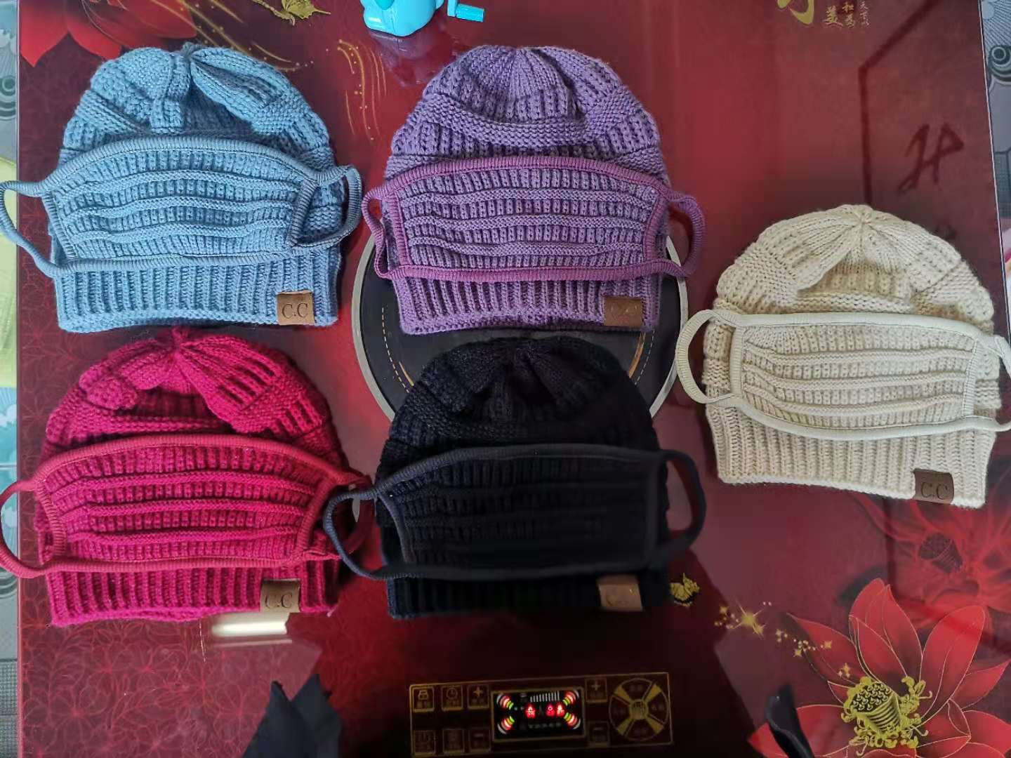 Mask And Hat Labeling Warm Thickening Without Plush Knitted Hat Without Ponytail And Wool Ball Hat