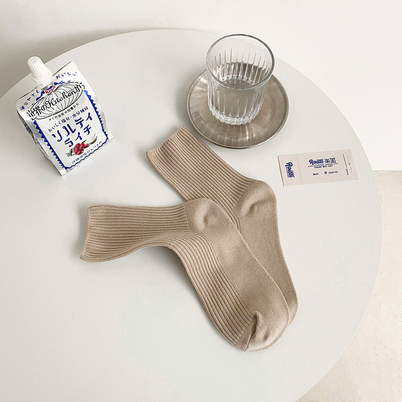 Cute Cotton Solid Color Crew Socks