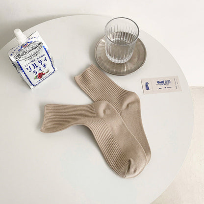 Cute Cotton Solid Color Crew Socks
