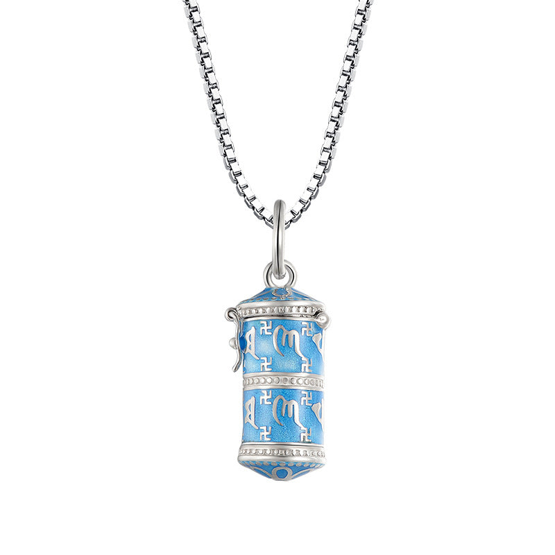 S925 Silver Six Word Truth Enamel Color Necklace Bottle Gawu Box Pendant