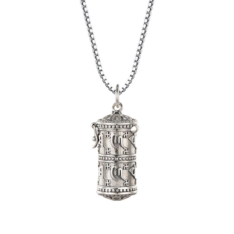 S925 Silver Six Word Truth Enamel Color Necklace Bottle Gawu Box Pendant