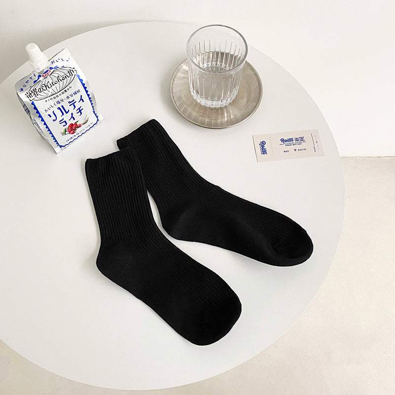 Cute Cotton Solid Color Crew Socks