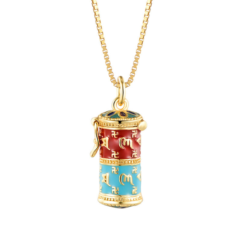 S925 Silver Six Word Truth Enamel Color Necklace Bottle Gawu Box Pendant