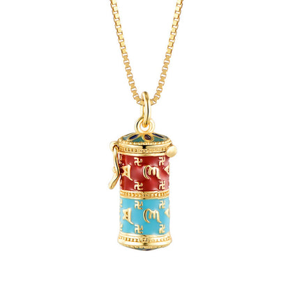 S925 Silver Six Word Truth Enamel Color Necklace Bottle Gawu Box Pendant