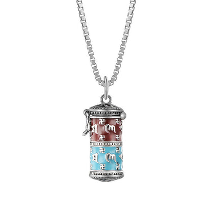 S925 Silver Six Word Truth Enamel Color Necklace Bottle Gawu Box Pendant