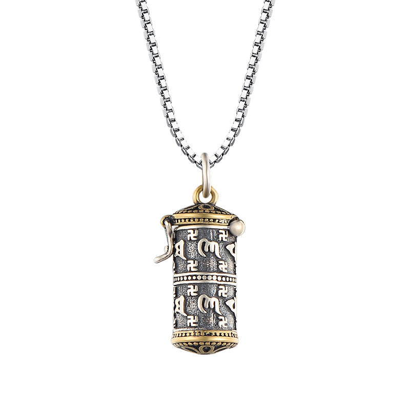 S925 Silver Six Word Truth Enamel Color Necklace Bottle Gawu Box Pendant