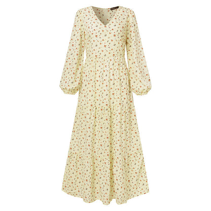 Winter Casual Style Women'S Chiffon Pullover V-Neck Large Swing Dress