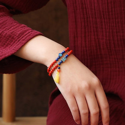 Natural Cinnabar Bracelet Multi-Circle 5Mm Original Diy With Beeswax Lotus Bead Bracelet