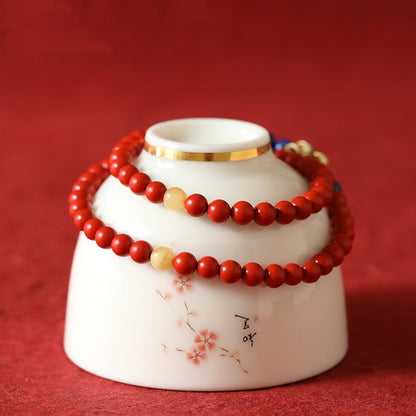 Natural Cinnabar Bracelet Multi-Circle 5Mm Original Diy With Beeswax Lotus Bead Bracelet