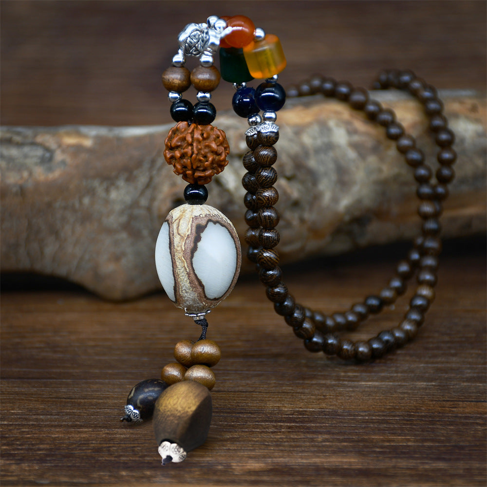 Nepal Handmade Original Pendant Wooden Bead Necklace Female Beads Retro Art Necklace Sweater Chain Clothing Accessories