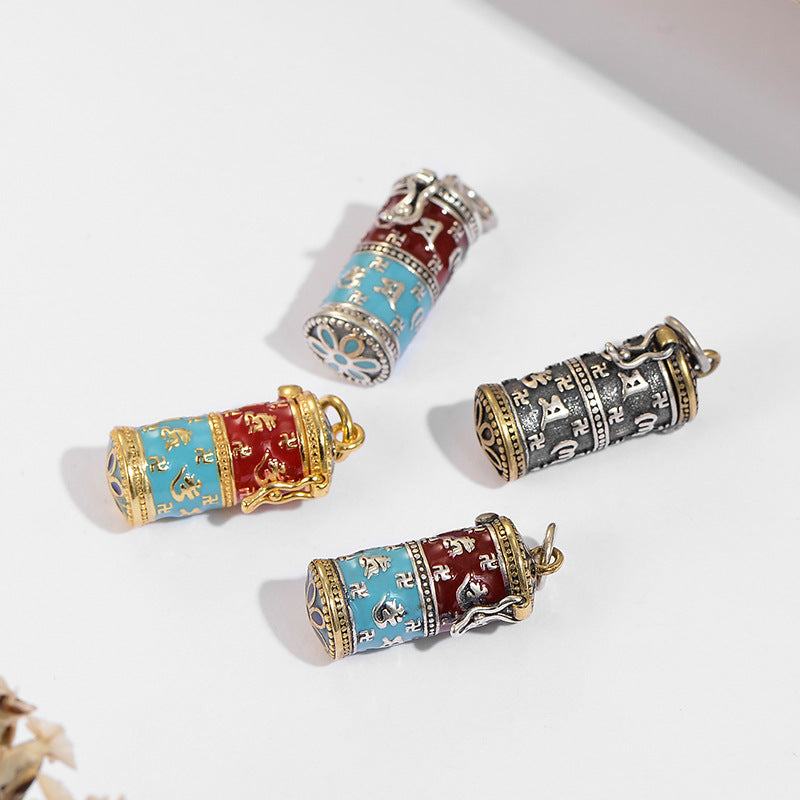 S925 Silver Six Word Truth Enamel Color Necklace Bottle Gawu Box Pendant