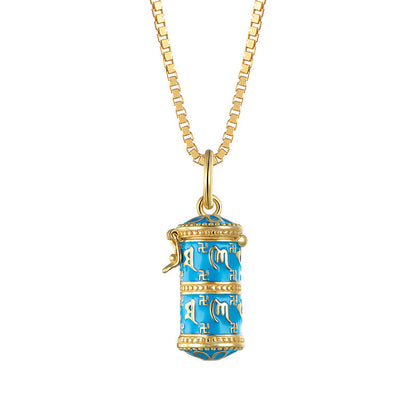S925 Silver Six Word Truth Enamel Color Necklace Bottle Gawu Box Pendant