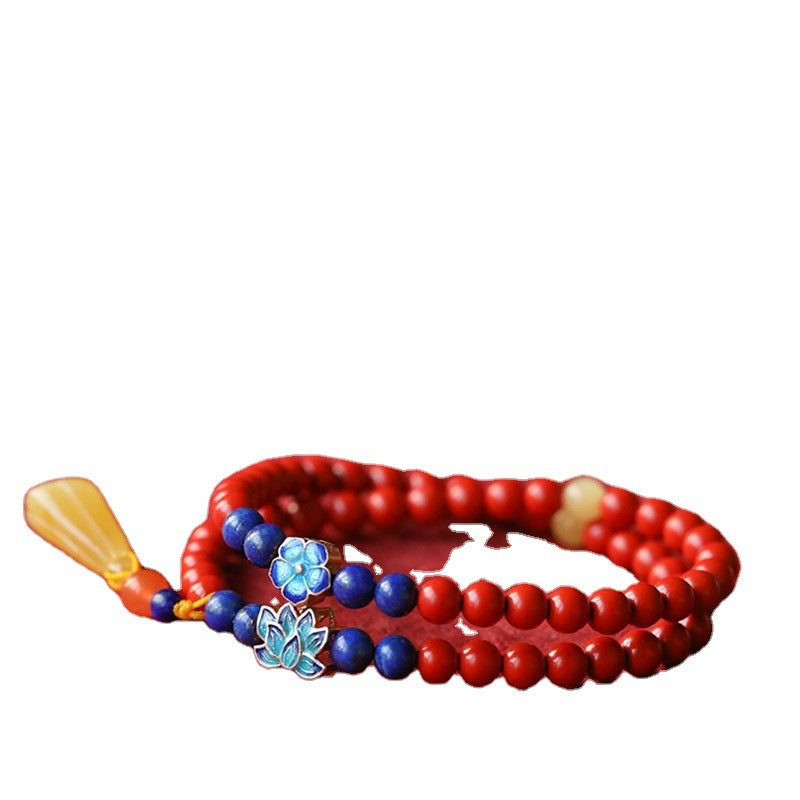 Natural Cinnabar Bracelet Multi-Circle 5Mm Original Diy With Beeswax Lotus Bead Bracelet