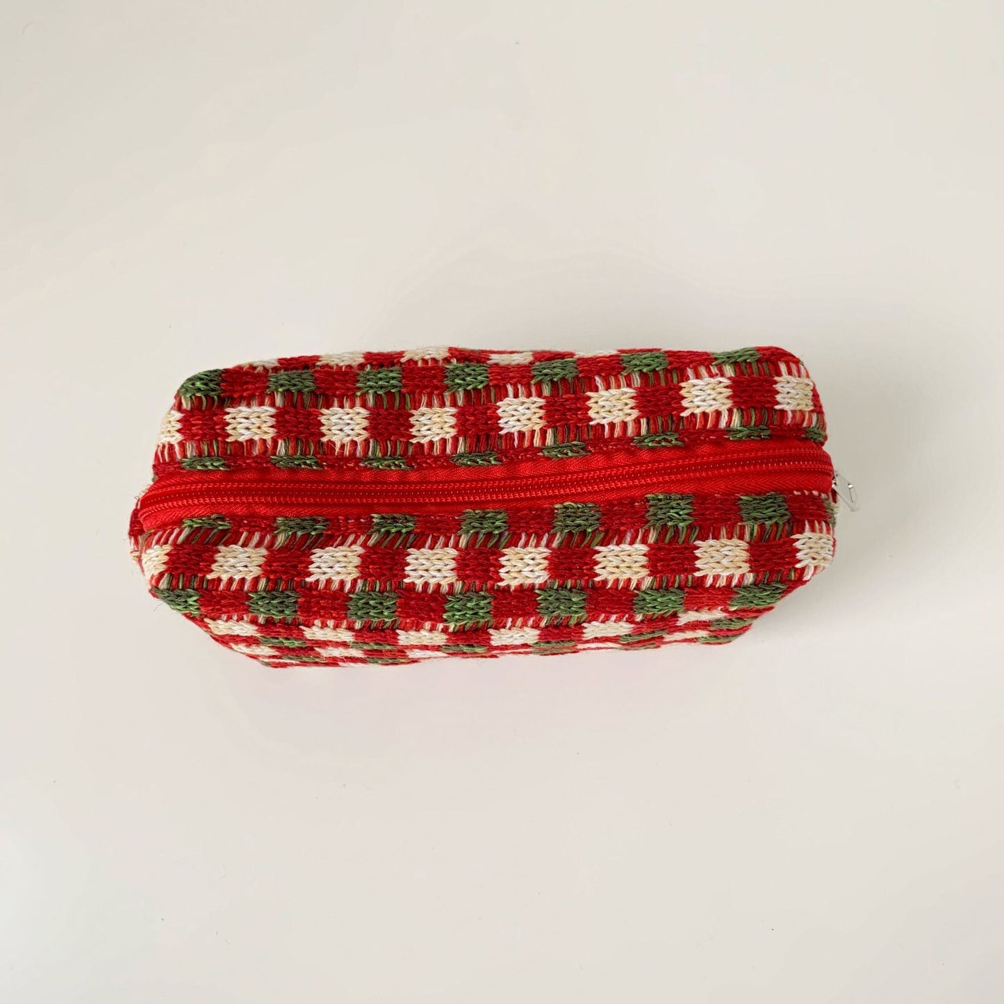 Christmas Color Block Knit Make Up Bag