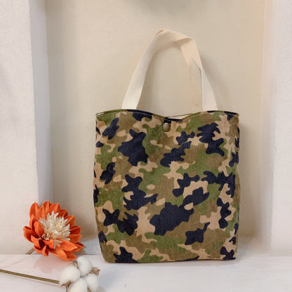 Floral Canvas Tote Bag Soft Corduroy Handbag Stylish Mom Tote