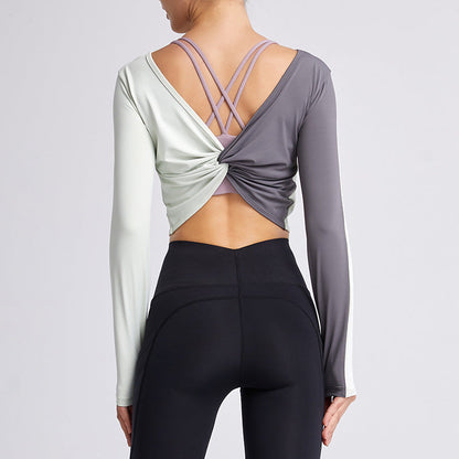 Sports T-Shirt Women Loose And Thin Breathable Long-Sleeved Yoga Clothes Running Fitness Blouse