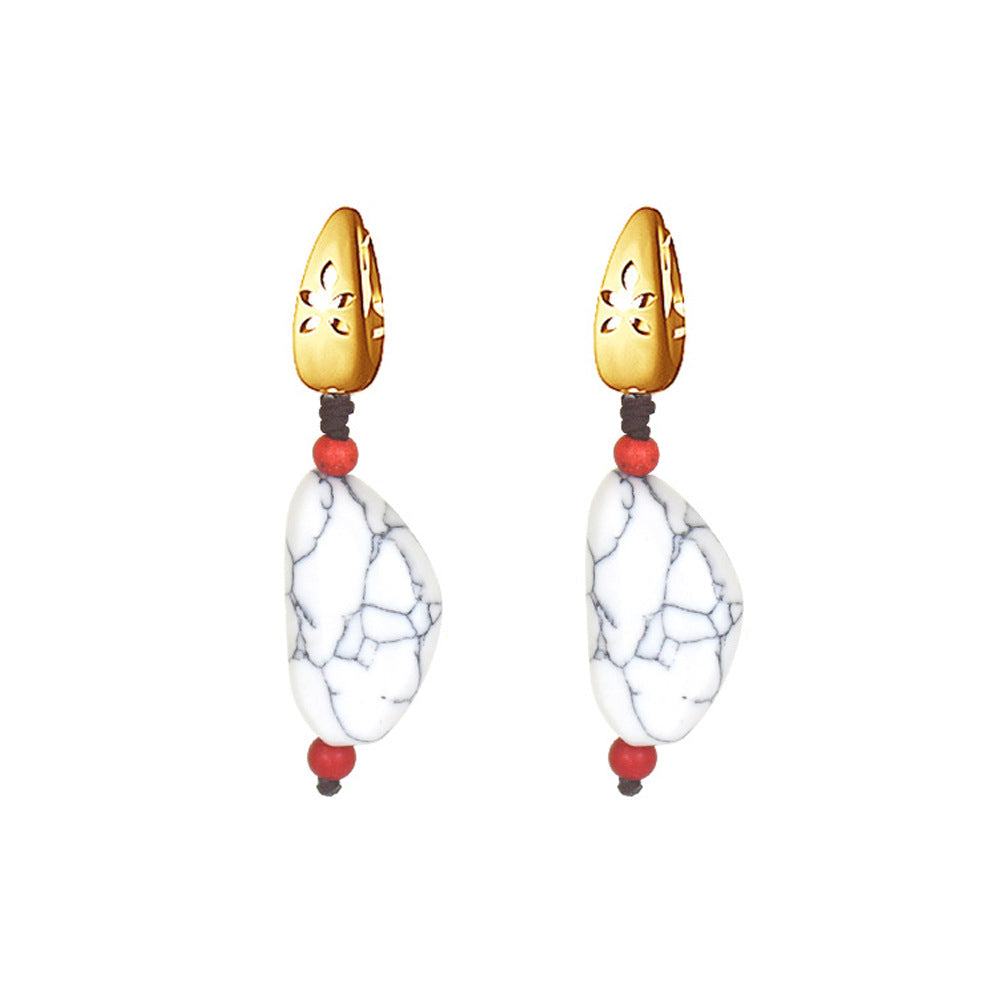 Tibetan Folk Style Stone Earrings