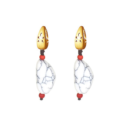 Tibetan Folk Style Stone Earrings