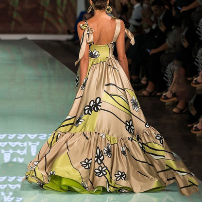 Spring Summer New Print Halter Strap Print Irregular Bohemian Women'S Dress