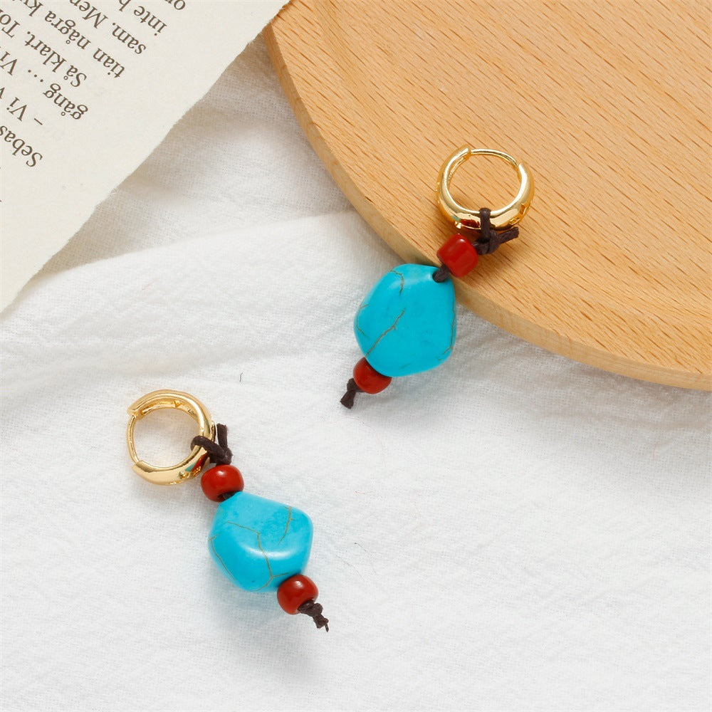 Tibetan Folk Style Stone Earrings