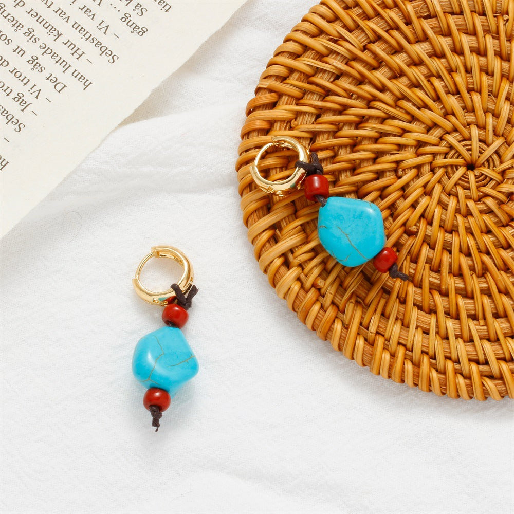 Tibetan Folk Style Stone Earrings