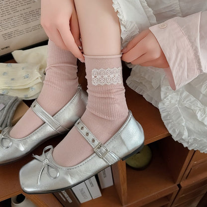 Rufia - Ruffle-Trim Floral Crew Socks