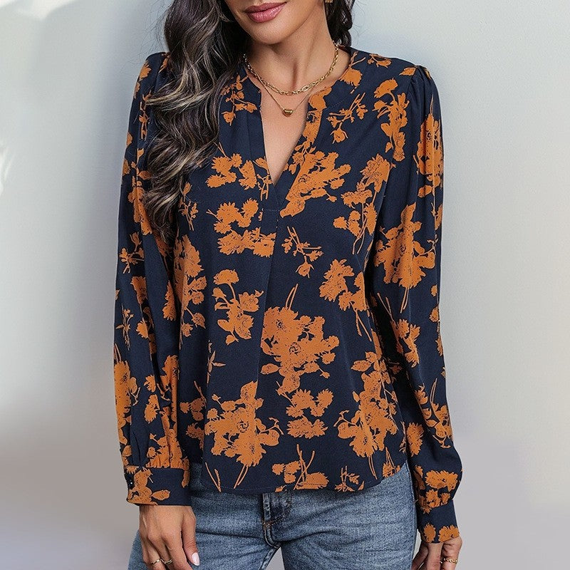 Fashionable Loose Long Sleeve Pullover Printed Shirt