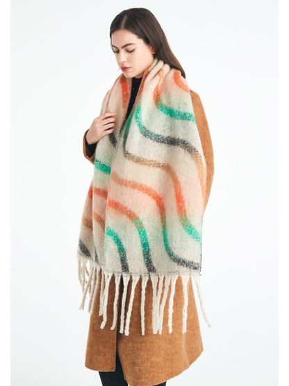 Scarvii - Winter Tassel Scarf with Colorful Wavy Jacquard