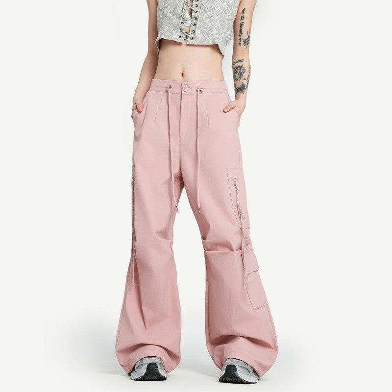 Wide-Leg Parachute Cargo Pants Unisex Loose Fit Style