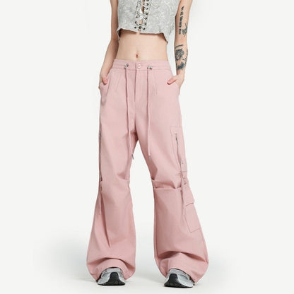 Wide-Leg Parachute Cargo Pants Unisex Loose Fit Style
