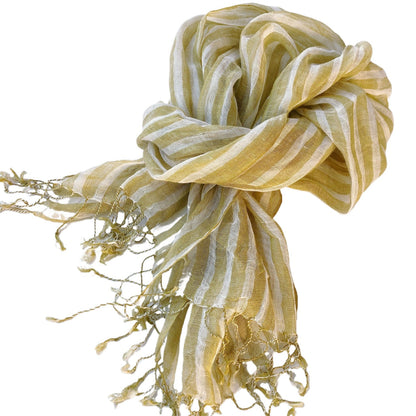 Scarvii - Yellow-And-White Striped Scarf – For Summer &amp; Stylish