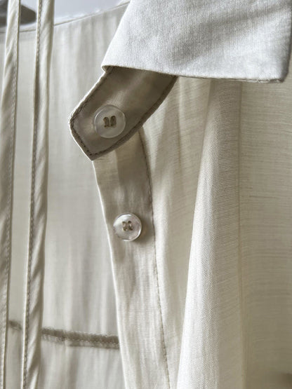 Loose Solid Color Long Sleeves Blouse + Pleated Shorts Two Pieces Set