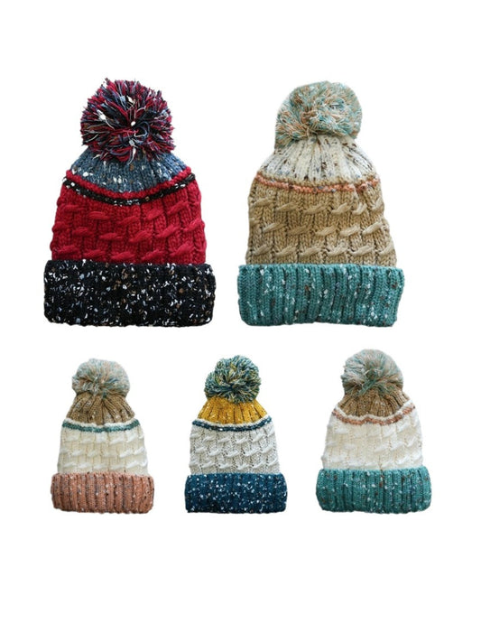 Haila - Speckled Knitted Beanie with Pompom