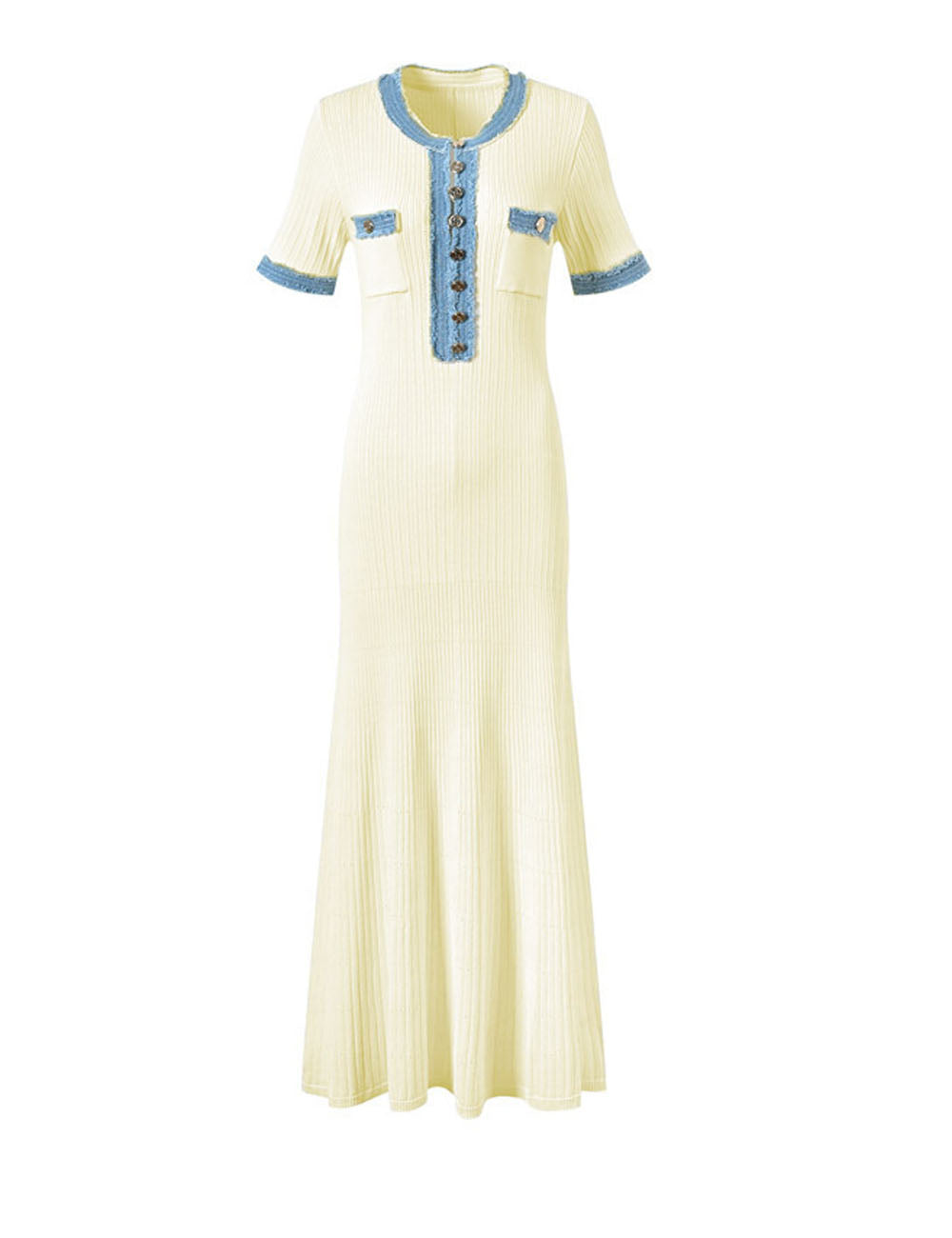 Elegant Short Sleeve Button Up Maxi Dress