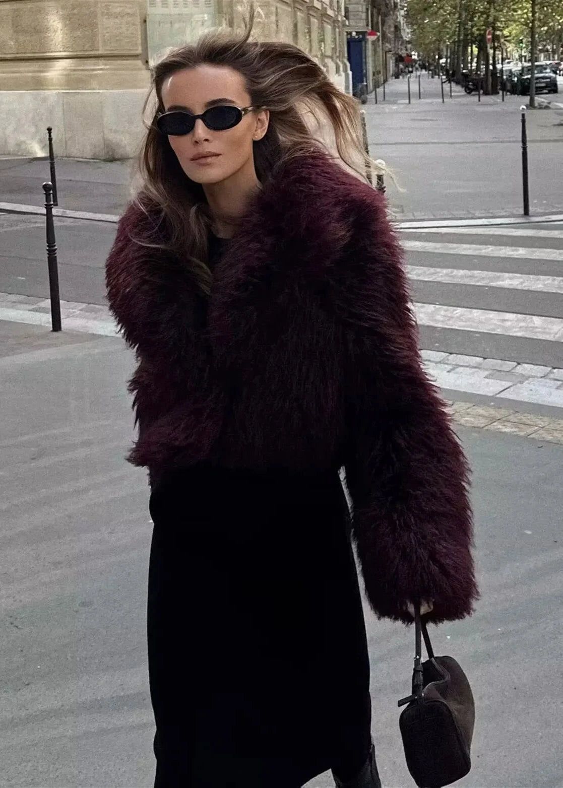 Faux Fur Winter Jacket Premium Burgundy