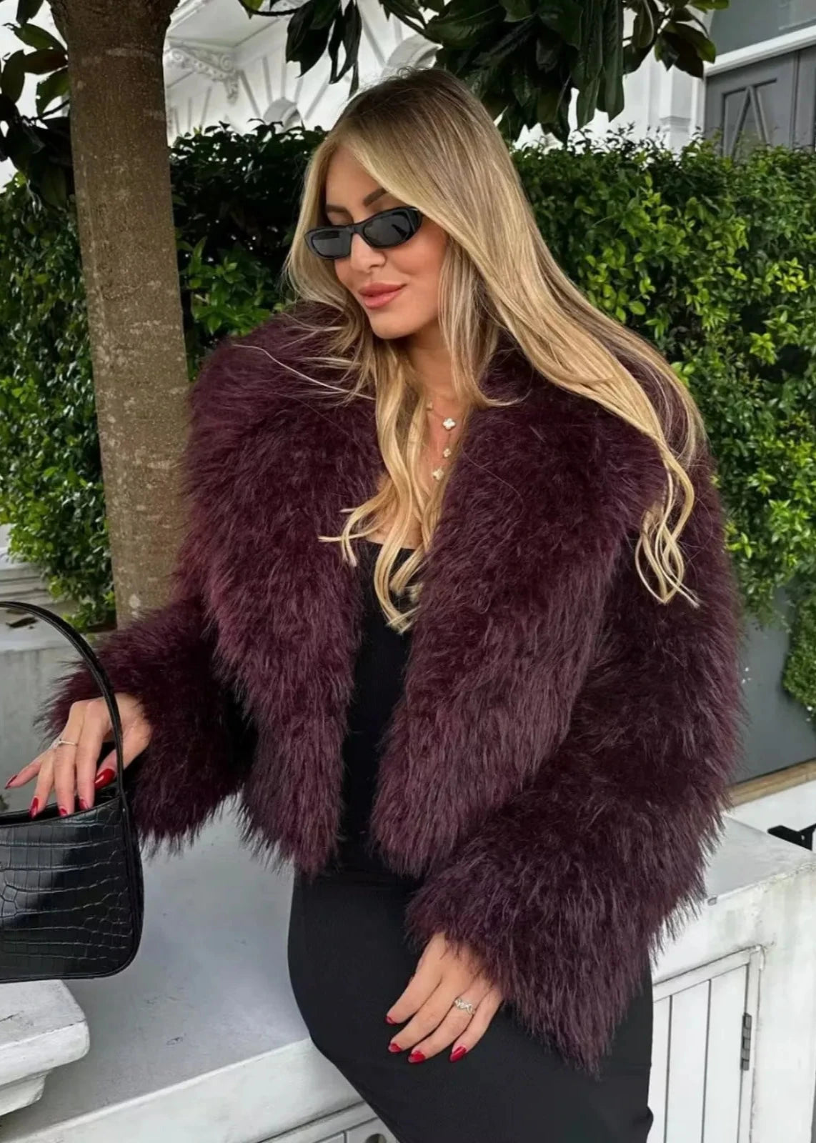 Faux Fur Winter Jacket Premium Burgundy