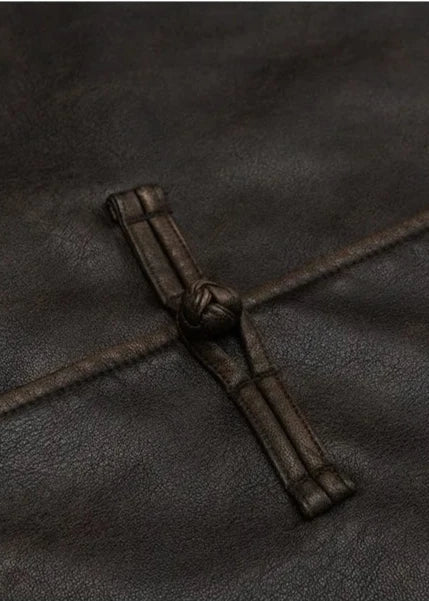 Loose PU Leather Jacket with Stand Collar