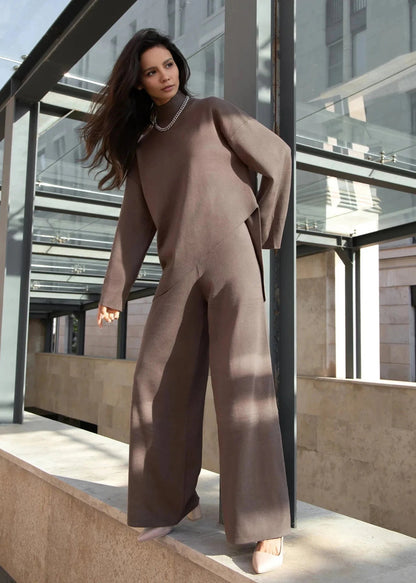 Oversized Knit Two-Piece Set With Asymmetrical Hem