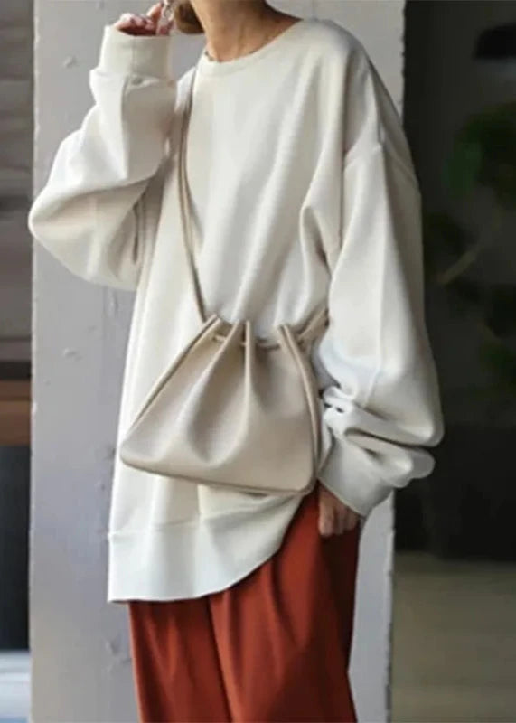 Round Neck Loose Fit Pullover In Soft Fabric