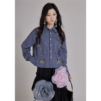 Beaded Frayed Short Shirt
