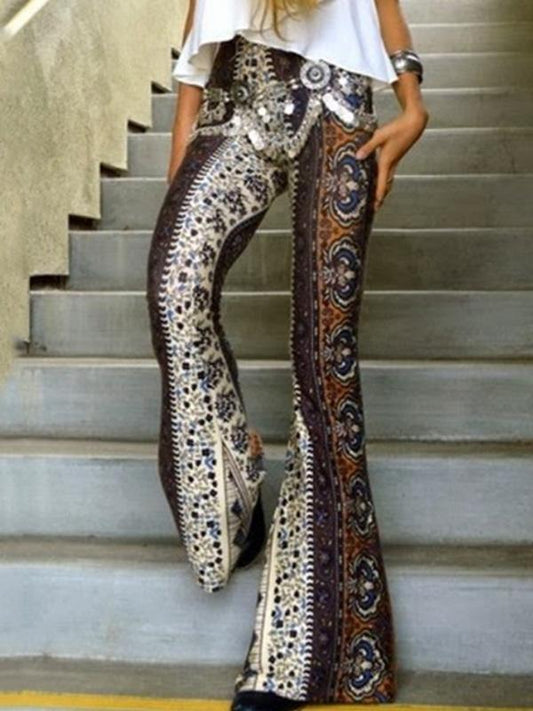 Sexy Snake Pattern Bell-Bottoms Casual Pants