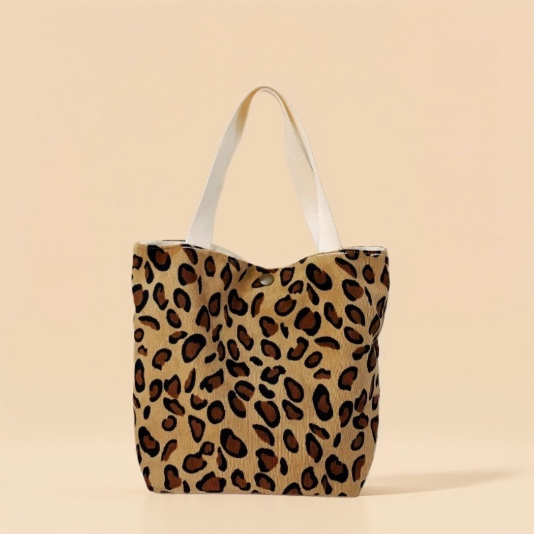 Small Corduroy Leopard Print Handbag