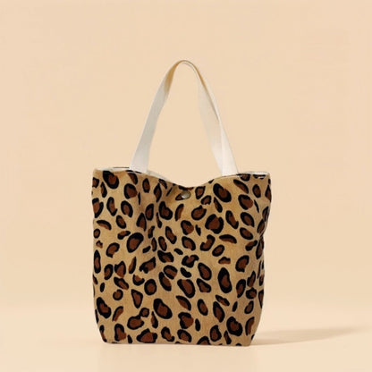 Small Corduroy Leopard Print Handbag