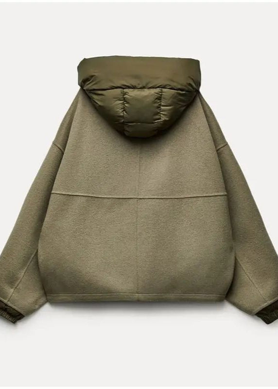 Oversized Hooded Zip Jacket With Padded Collar