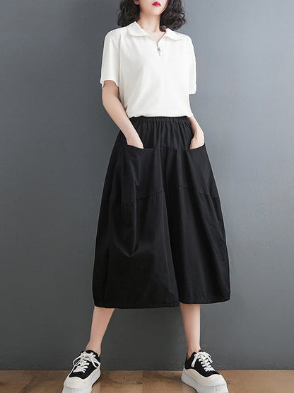 Casual Elasticity High Waisted Wide Leg Pants
