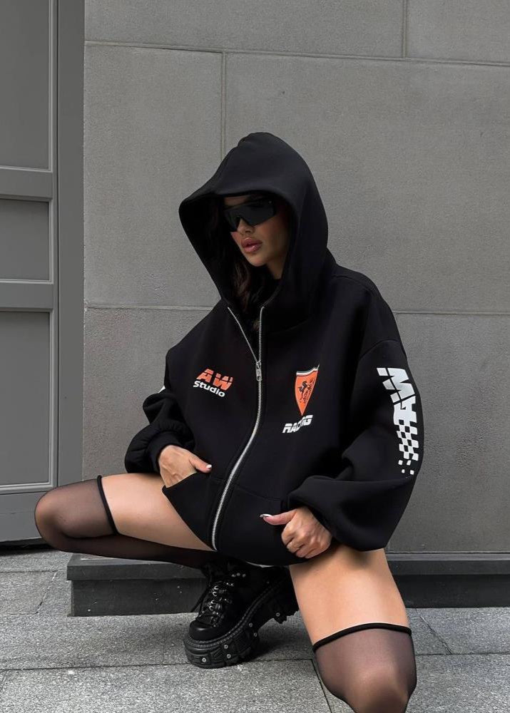 Racing Inspired Oversized Cotton Hoodie