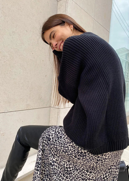 Round Neck Oversized Sweater Soft Fabric