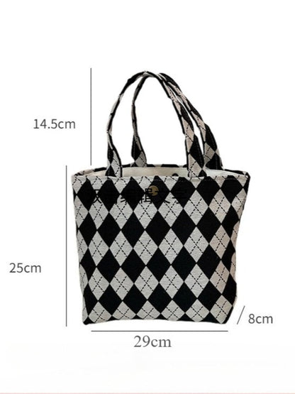 Cosbai - Tote Handbag with Plaid Patterns- Classic &amp; Casual