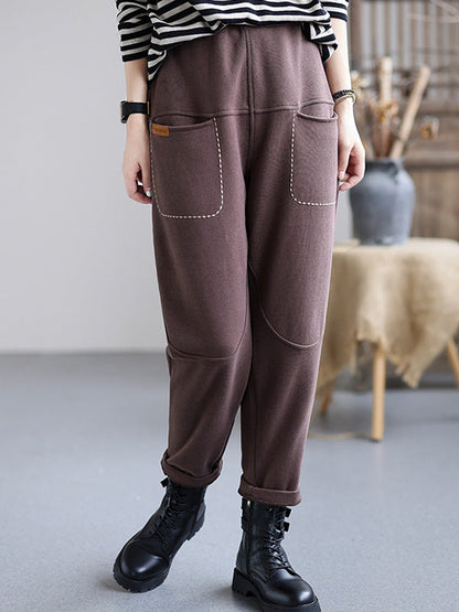 Casual Loose Solid Color Harem Pants Bottoms